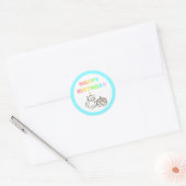 Rainbow&Sky-Blue Birthday Classic Round Sticker (Envelop)