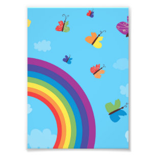 Rainbow Sky Butterflies Foto Afdruk