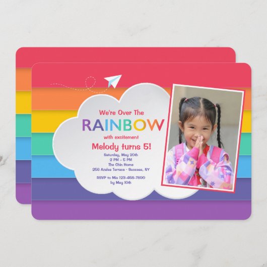 Rainbow Sky Fotouitnodiging Kaart (Voorkant / Achterkant)