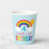 Rainbow Sky Girls Birthday Party Blue Papieren Bekers (Voorkant)