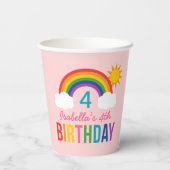 Rainbow Sky Girls Birthday Party Pink Papieren Bekers (Achterkant)