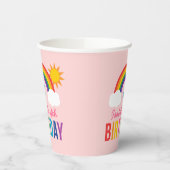 Rainbow Sky Girls Birthday Party Pink Papieren Bekers (Links)