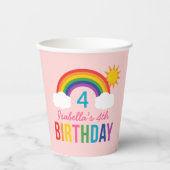 Rainbow Sky Girls Birthday Party Pink Papieren Bekers (Voorkant)