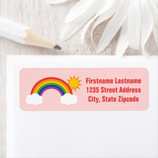 Rainbow Sky Light Roze Return-adres Etiket (Insitu)