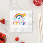 Rainbow Sky Modern Girl Custom Birthday Party Servet (Insitu)