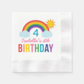 Rainbow Sky Modern Girl Custom Birthday Party Servet (Voorkant)