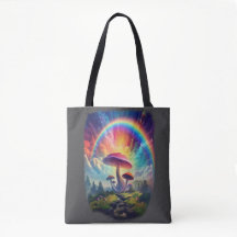 Rainbow Sky Mushroom Canvas tas
