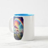 Rainbow Sky Mushroom Tweekleurige Koffiemok (Voorkant links)