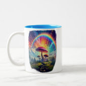 Rainbow Sky Mushroom Tweekleurige Koffiemok (Links)