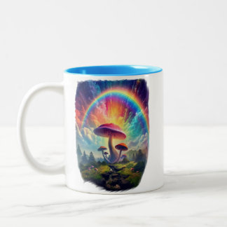 Rainbow Sky Mushroom Tweekleurige Koffiemok