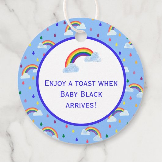 Rainbow Sky Pop het als ze Baby shower Pop Bedankjes Labels (Achterkant)