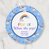 Rainbow Sky Pop het als ze Baby shower Pop Bedankjes Labels (Voorkant)