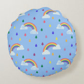 Rainbow Sky Rain druppelt gepersonaliseerd monogra Rond Kussen (Achterkant)