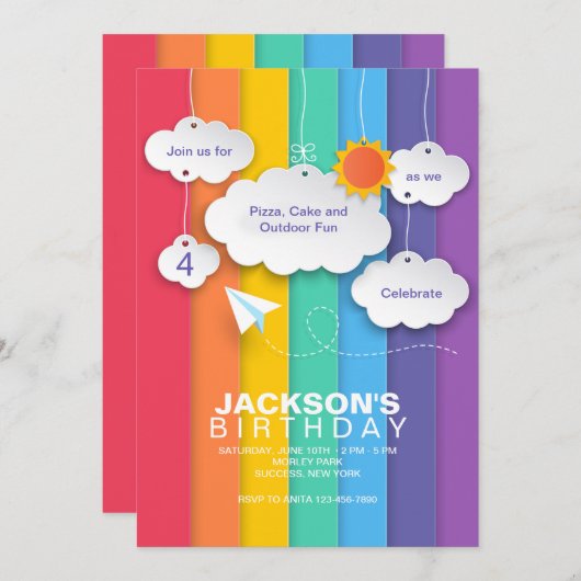 Rainbow Sky-uitnodiging Kaart (Voorkant / Achterkant)