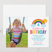 Rainbow Sky White Foto Meisjes Verjaardagsfeest Kaart (Voorkant / Achterkant)