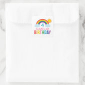 Rainbow Sky White Girls Birthday Party Vierkante Sticker (Tas)