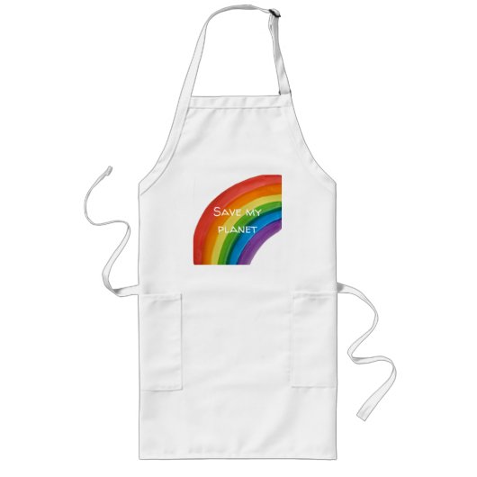RAINBOW Sla mijn planeet (aanpasbaar) Lang Schort (Voorkant)
