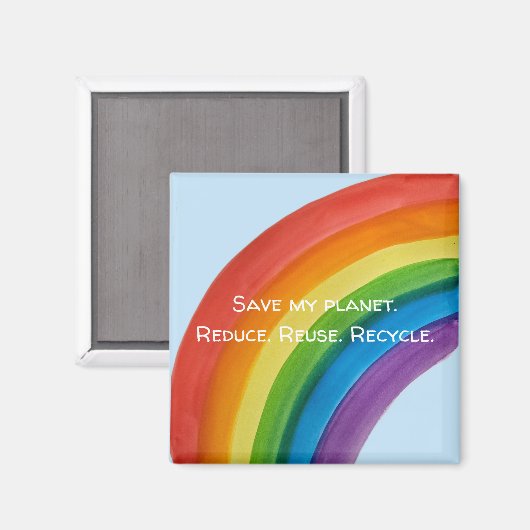 RAINBOW Sla mijn planeet (aanpasbaar) Magneet (Voorkant / Achterkant)
