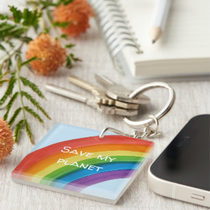 RAINBOW Sla mijn planeet (aanpasbaar) Sleutelhanger