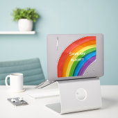 RAINBOW Sla mijn planeet (aanpasbaar) Sticker (Laptop op bureau)