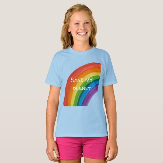 RAINBOW Sla mijn planeet (aanpasbaar) T-shirt (Voorkant volledig)