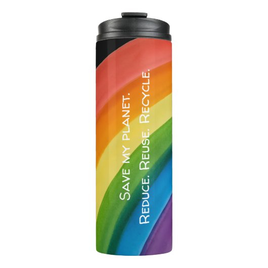 RAINBOW Sla mijn planeet (aanpasbaar) Thermosbeker (Voorkant)