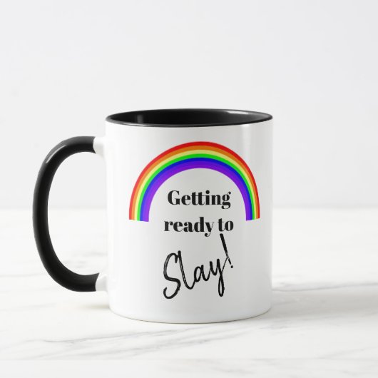 Rainbow "Slay all Day" Koffiekoffie-Mok Mok (Links)