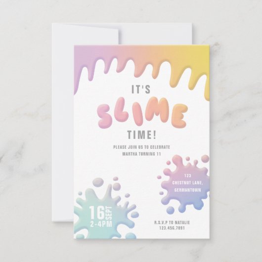 Rainbow slibparty-uitnodiging (Voorkant)