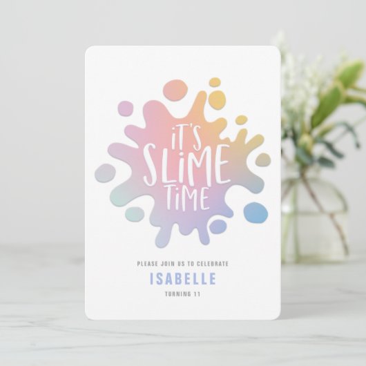 Rainbow slibparty-uitnodiging (Staand voorkant)