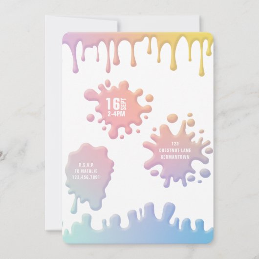 Rainbow slibparty-uitnodiging (Achterkant)