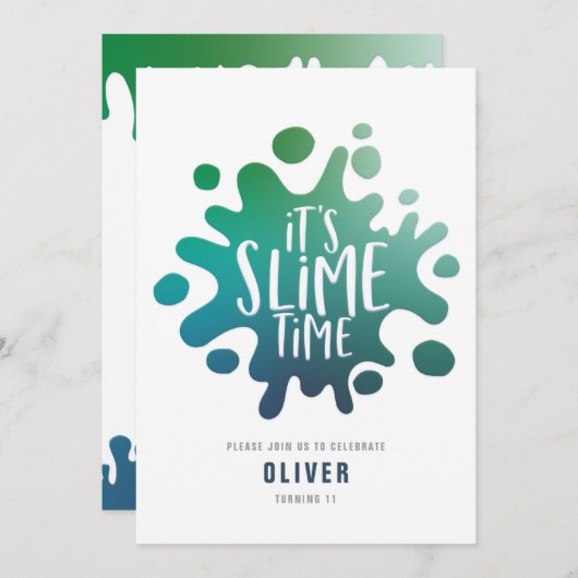 Rainbow slibparty-uitnodiging (Voorkant / Achterkant)