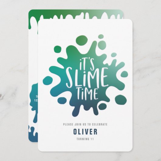 Rainbow slibparty-uitnodiging (Voorkant / Achterkant)