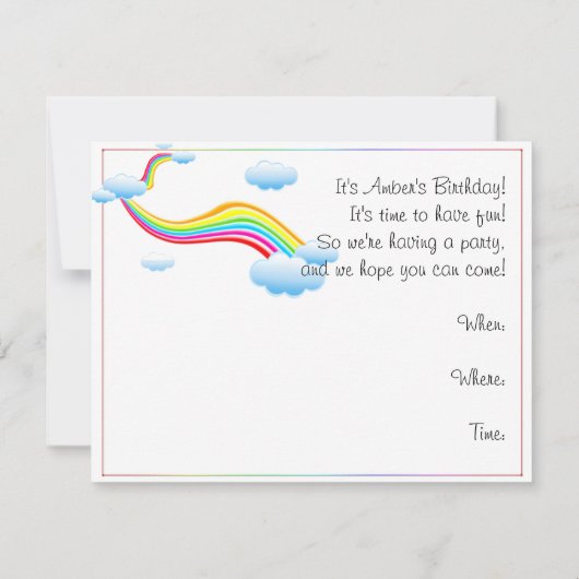 Rainbow Slide Party uitnodiging (Achterkant)