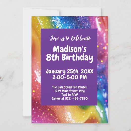 Rainbow Slime Aangepaste Verjaardagsfeest Kaart (Achterkant)