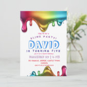 Rainbow Slime Party uitnodiging Slime 5e verjaarda (Staand voorkant)