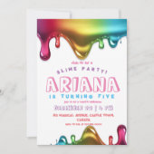 Rainbow Slime Party uitnodiging Slime 5e verjaarda (Voorkant)