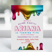 Rainbow Slime Party uitnodiging Slime 5e verjaarda