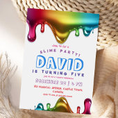 Rainbow Slime Party uitnodiging Slime 5e verjaarda