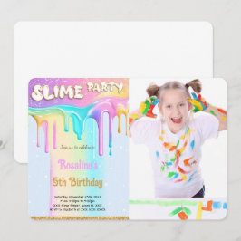 Rainbow Slime Verjaardagsfeestfoto Kaart