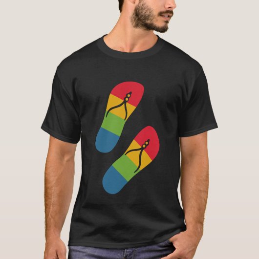 Rainbow Slippers Moderne Zwarte Kunst Eenvoudige T T-shirt (Voorkant)