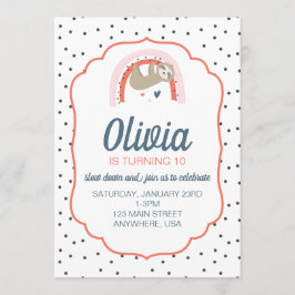 Rainbow Sloth Verjaardagsfeest Uitnodigen Kaart