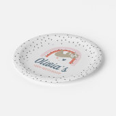 Rainbow Sloth Verjaardagsfeestje Borden Papieren Bordje (Gekanteld)