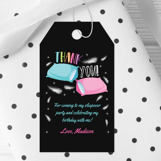 Rainbow Slumber Party Sluepover Dank u wel Cadeaulabel