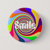 Rainbow "Smile" psychedelic pop snoep zwirl Ronde Button 5,7 Cm (Voorkant)