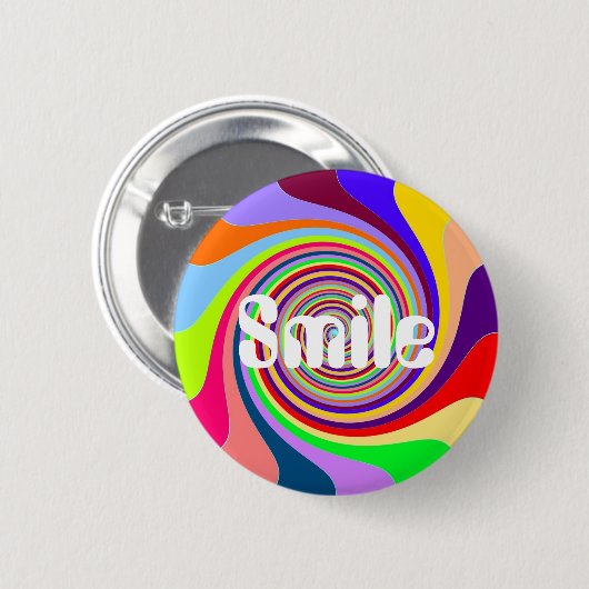 Rainbow "Smile" psychedelic pop snoep zwirl Ronde Button 5,7 Cm (Voorkant /achterkant)