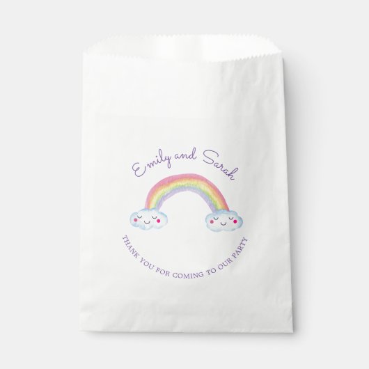 Rainbow Smile Twins Birthday Party Favor Bags Bedankzakje (Voorkant)