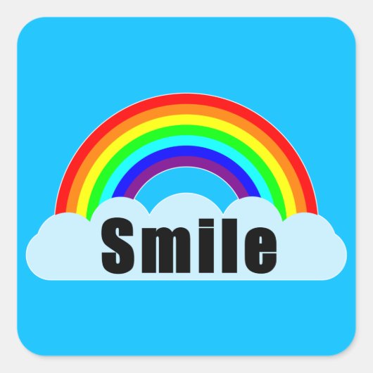 RAINBOW - Smile Vierkante Sticker (Voorkant)