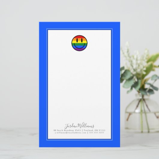 Rainbow Smiley Face Briefpapier (Staand voorkant)