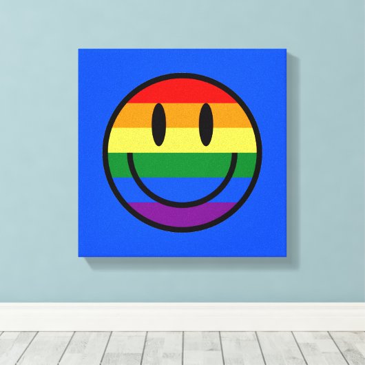 Rainbow Smiley Face Canvas Afdruk (Insitu (Houten vloer))