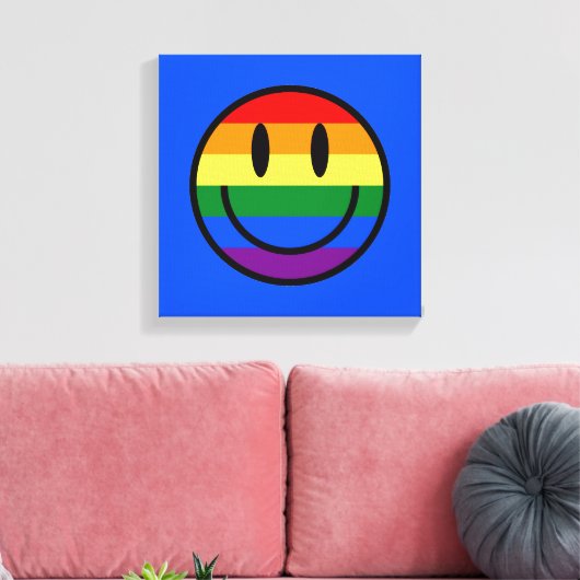 Rainbow Smiley Face Canvas Afdruk (Insitu (Woonkamer))